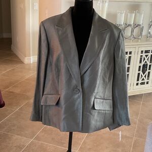 Nipon Boutique one button green blazer with sheen, vintage, size 22W, NWT